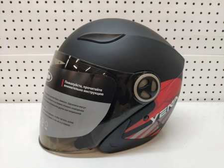 Шлем мотоциклетный Yema YM-619 (Черно-Красный матовый М) легкая тонировка