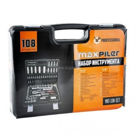 Набор инструментов MAXPILER MXT-108-SET, 108 предм, черный